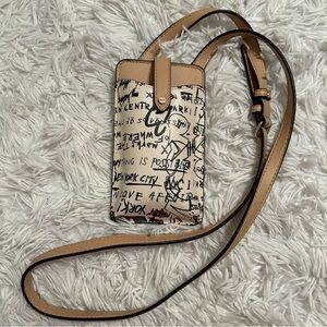 DKNY graffiti print phone holder crossbody